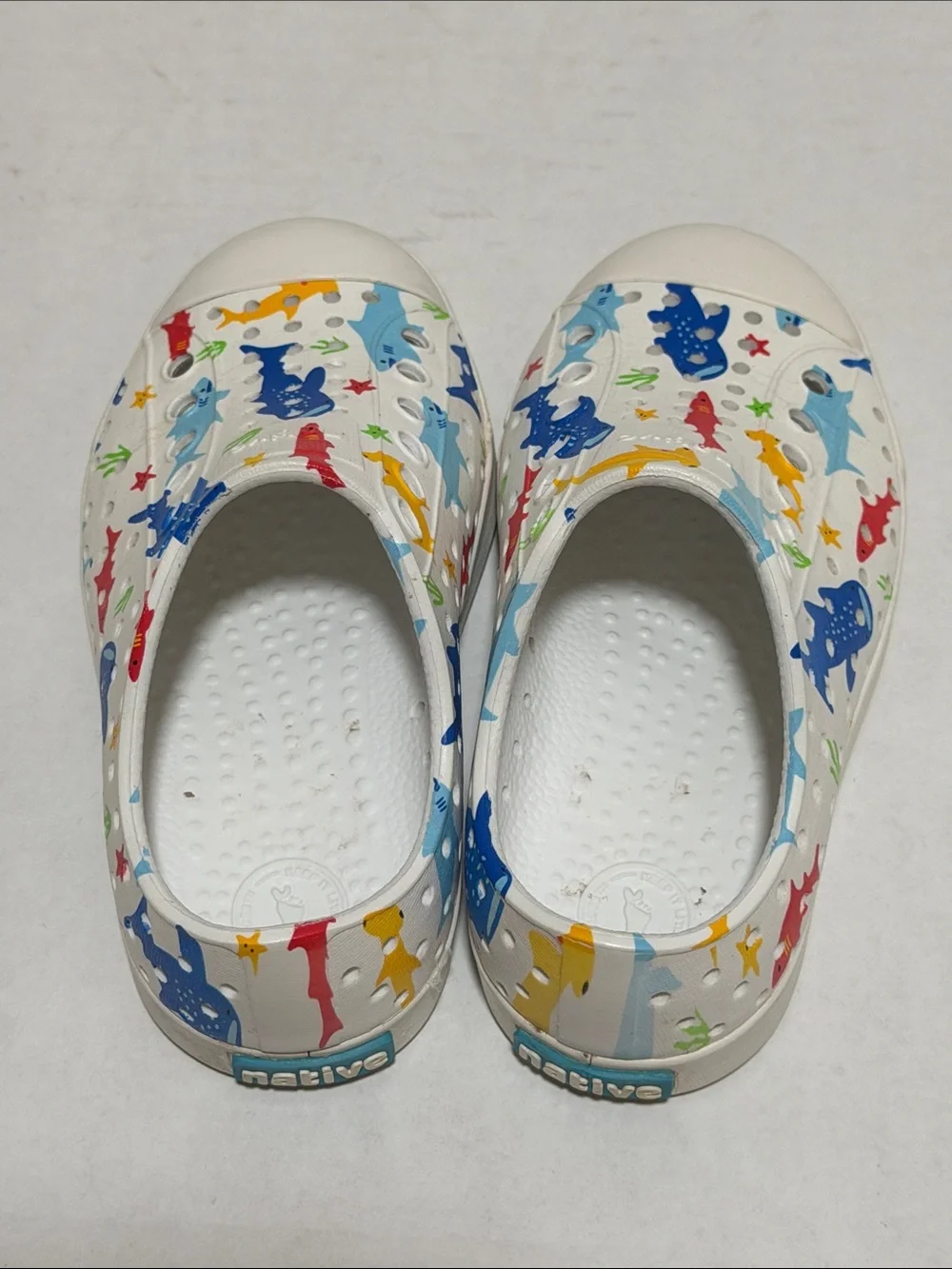 Native Jefferson Water Shoe Sneakers Marine Life Shark Print - Toddler Size 7